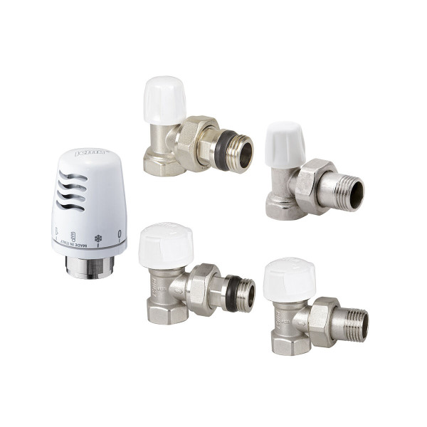 Set robinet colt 1/2 (tur+retur) cu cap termostatic icma