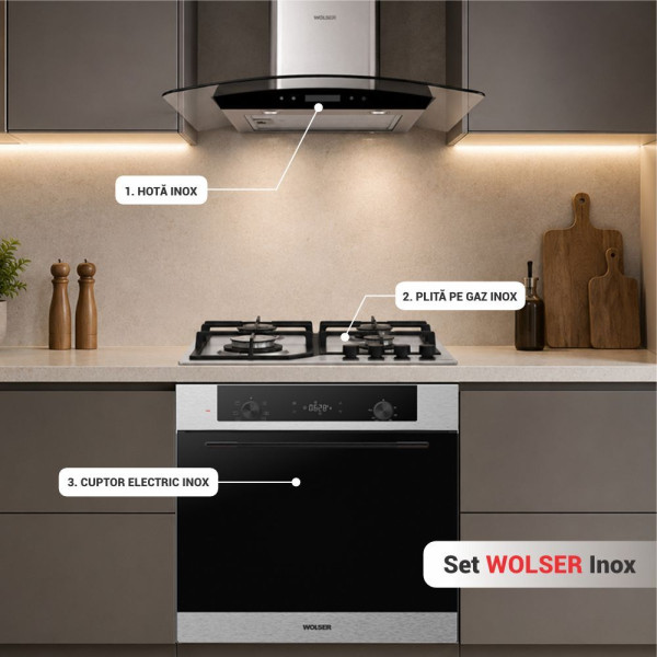 Комплект встраиваемой кухонной техники nr. 16 wolser inox 118973/130798/131094