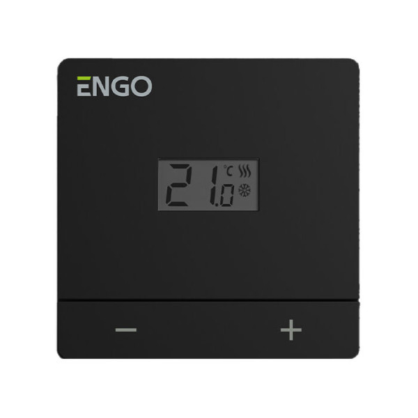 Termostat engo easy-230b, montaj pe perete, prin fir, ecran lcd, 230v, black