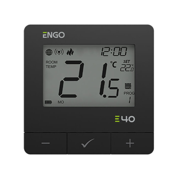 Термостат программируемый engo e40-batb через интернет zigbee/wireless с батареям, black